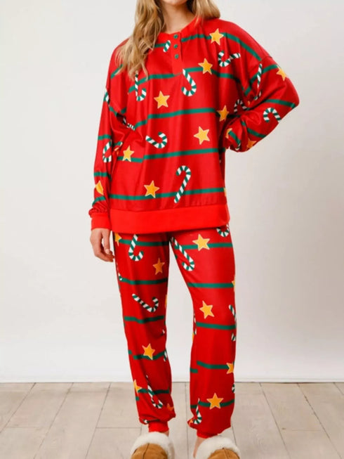 Fashorio Christmas Long Sleeve Top and Pants Lounge Set