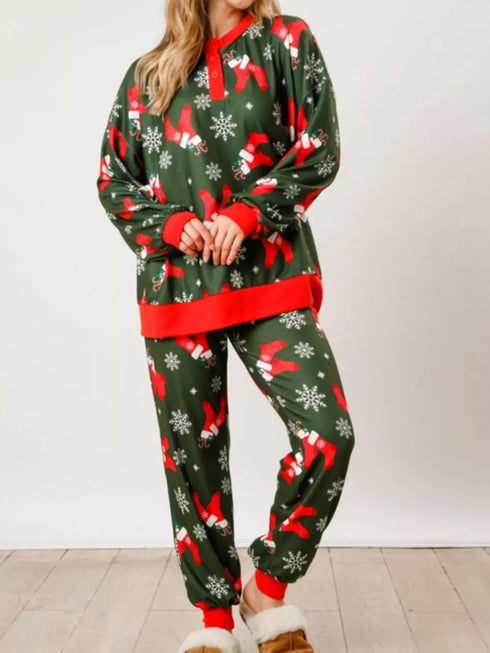 Fashorio Christmas Long Sleeve Top and Pants Lounge Set