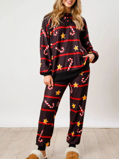 Fashorio Christmas Long Sleeve Top and Pants Lounge Set