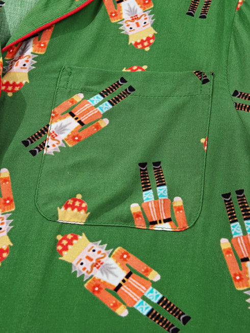 Fashorio Christmas Nutcracker Button Up Top and Shorts Lounge Set