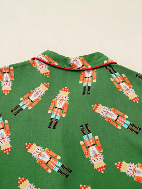Fashorio Christmas Nutcracker Button Up Top and Shorts Lounge Set