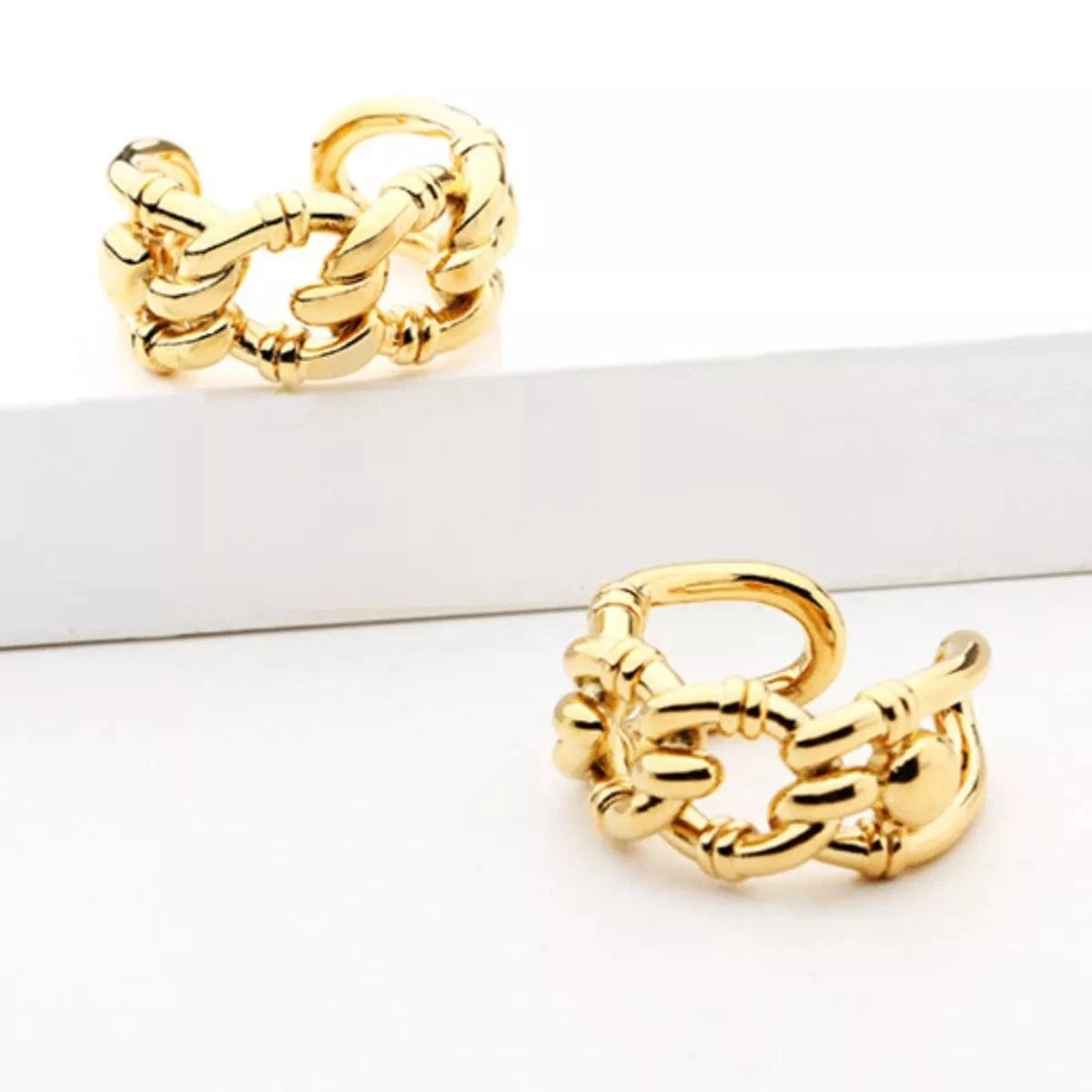 18K Gold-Plated Chain Link Open Ring - Fashorio