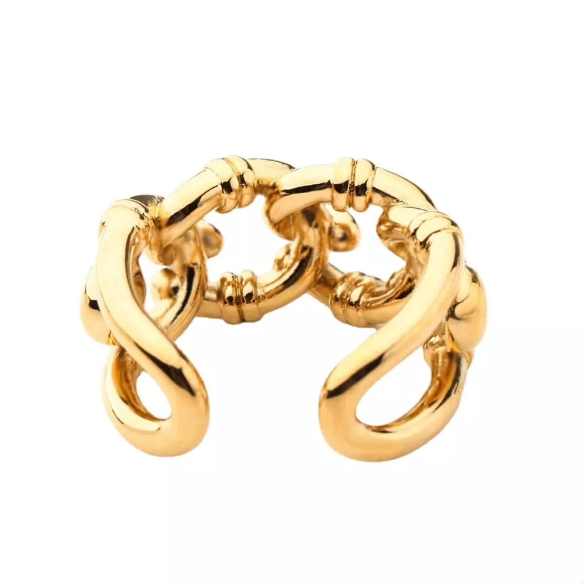 18K Gold-Plated Chain Link Open Ring - Fashorio