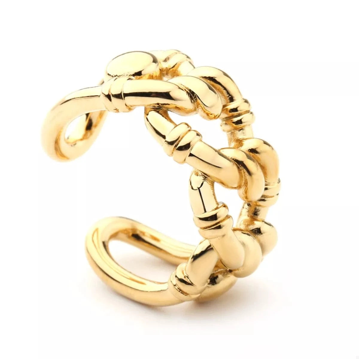 18K Gold-Plated Chain Link Open Ring - Fashorio