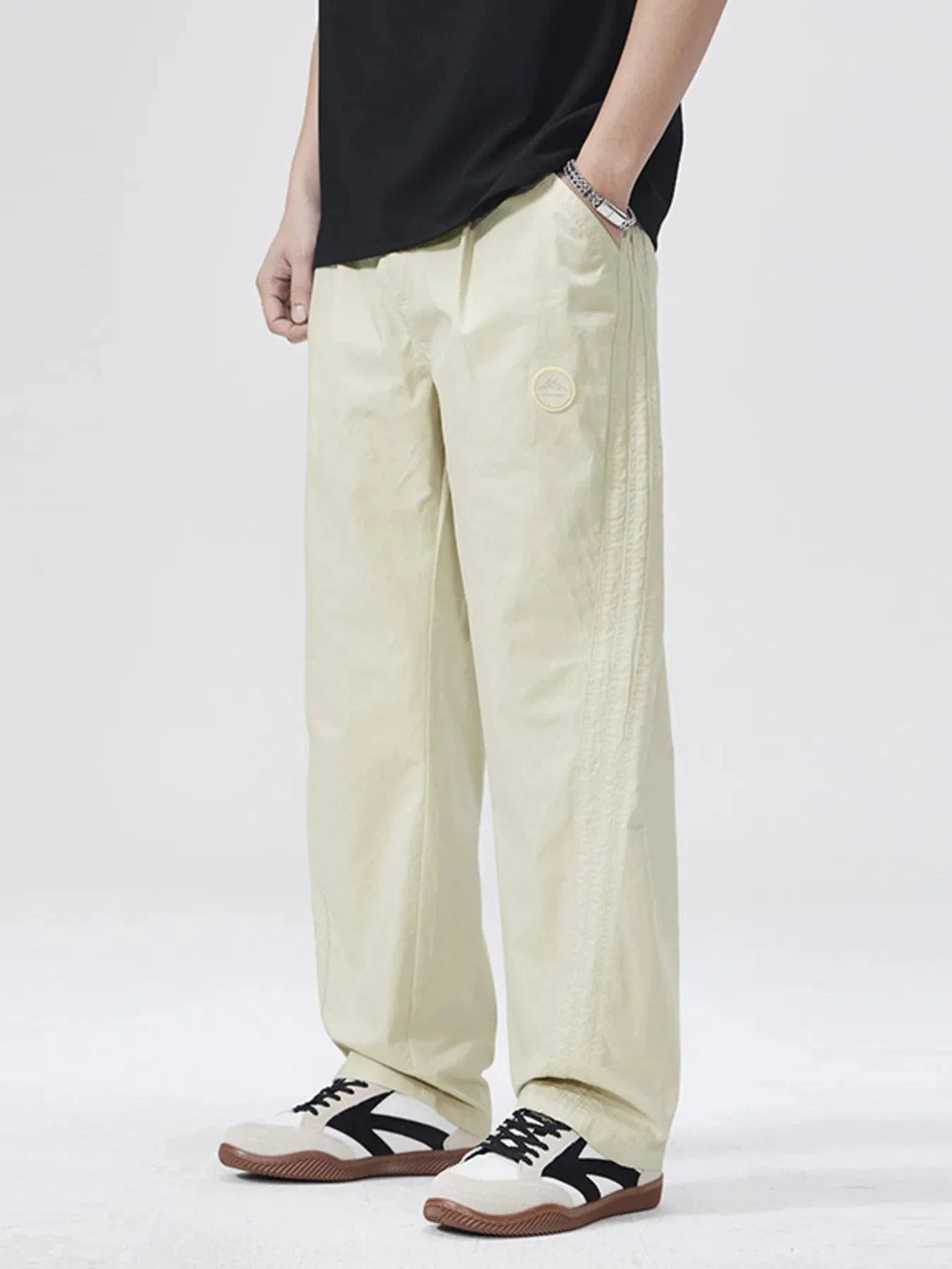 Men's Full Size Wide Leg Casual Pants Plus Size Apricot - Fashorio