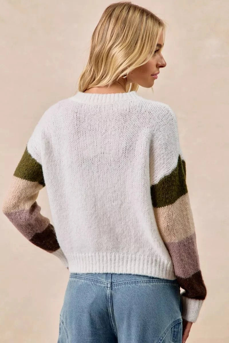 BiBi Flower Color Block Sweater - Fashorio