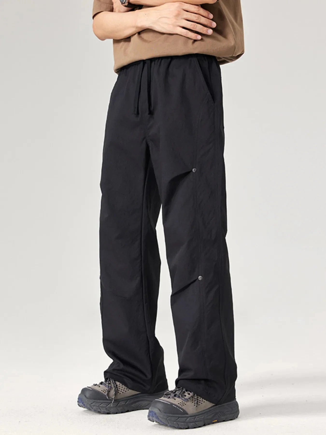 Men's Plus Size Wide Leg Pants Black - Fashorio