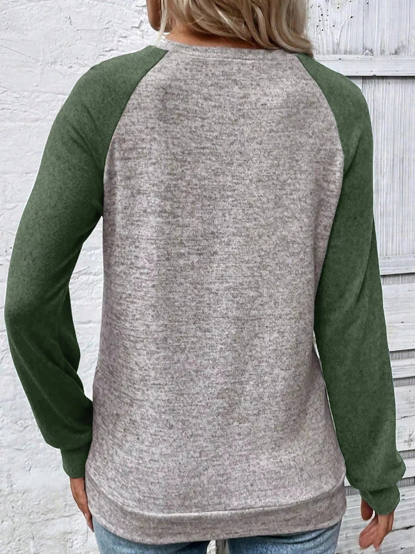 Color Block Raglan Long Sleeve T Shirt - Fashorio