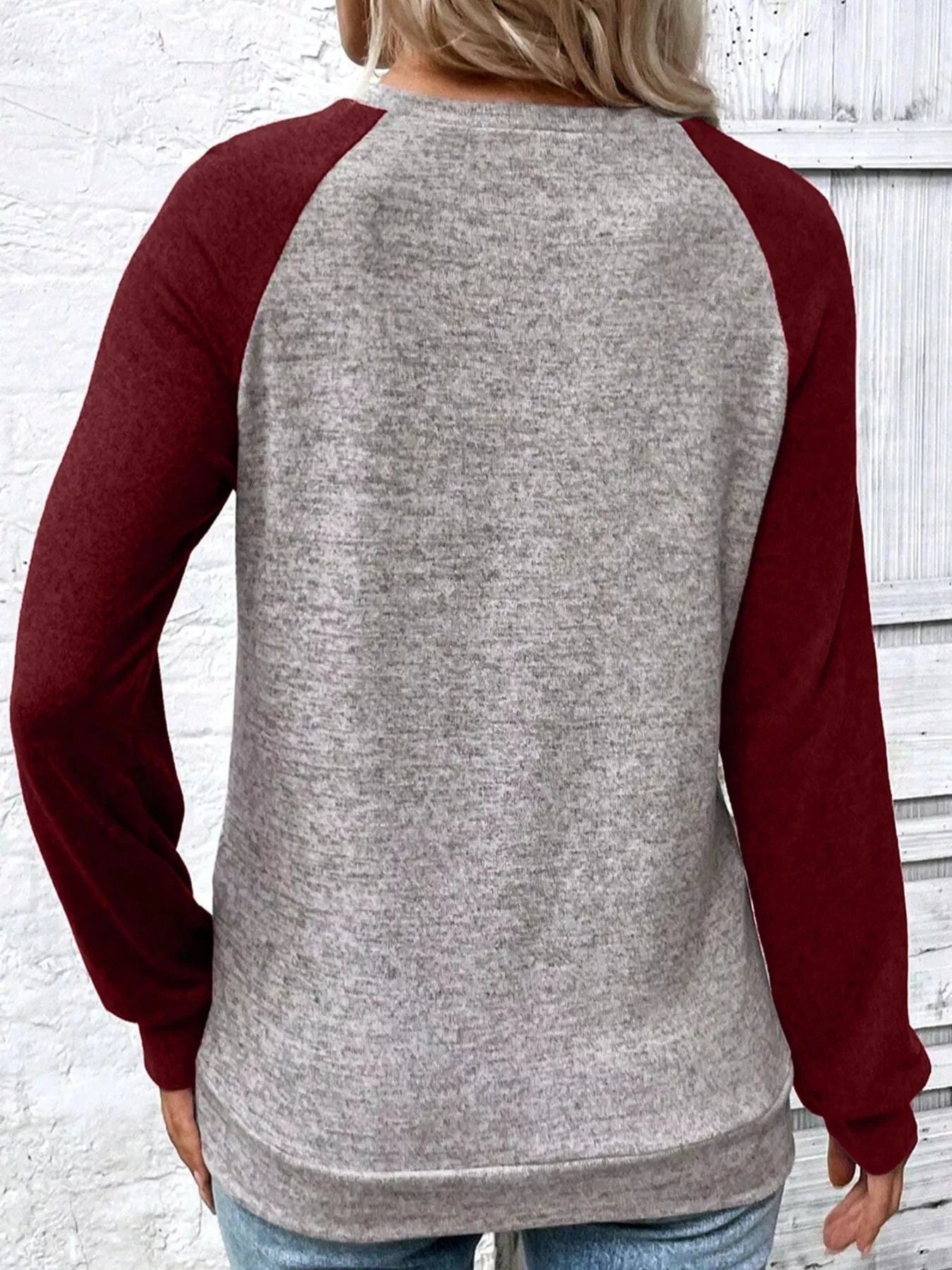 Color Block Raglan Long Sleeve T Shirt - Fashorio