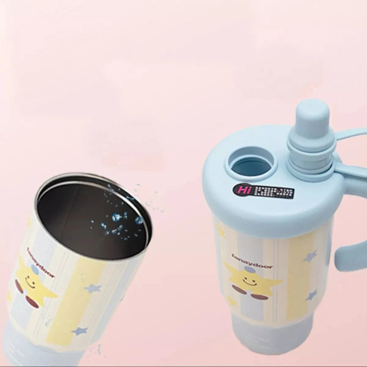 Colorful Cartoon Water Bottles with Straw and Handle - Fashorio