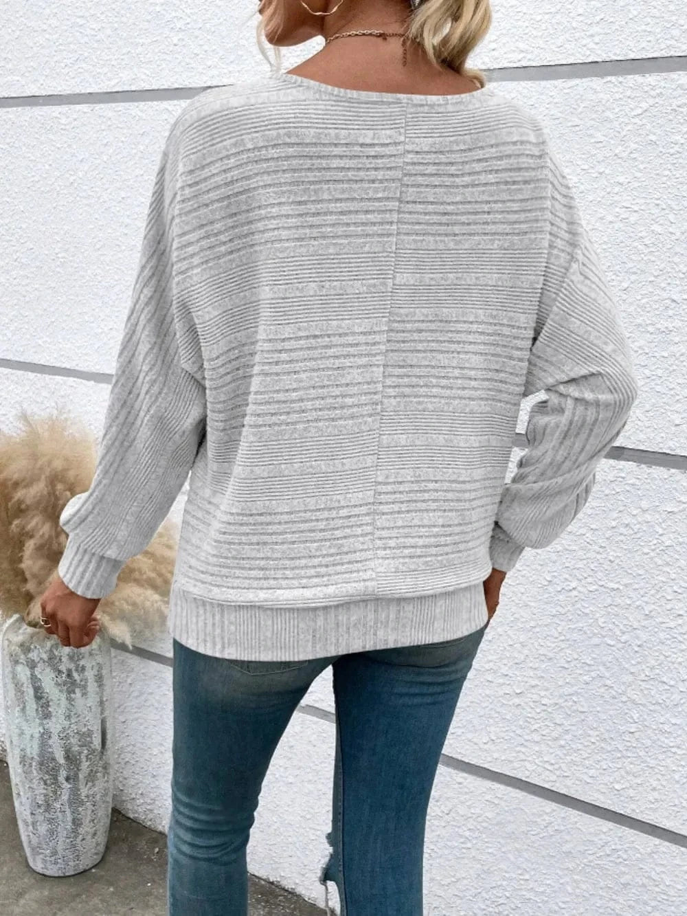 Full Size Round Neck Long Sleeve Top - Fashorio