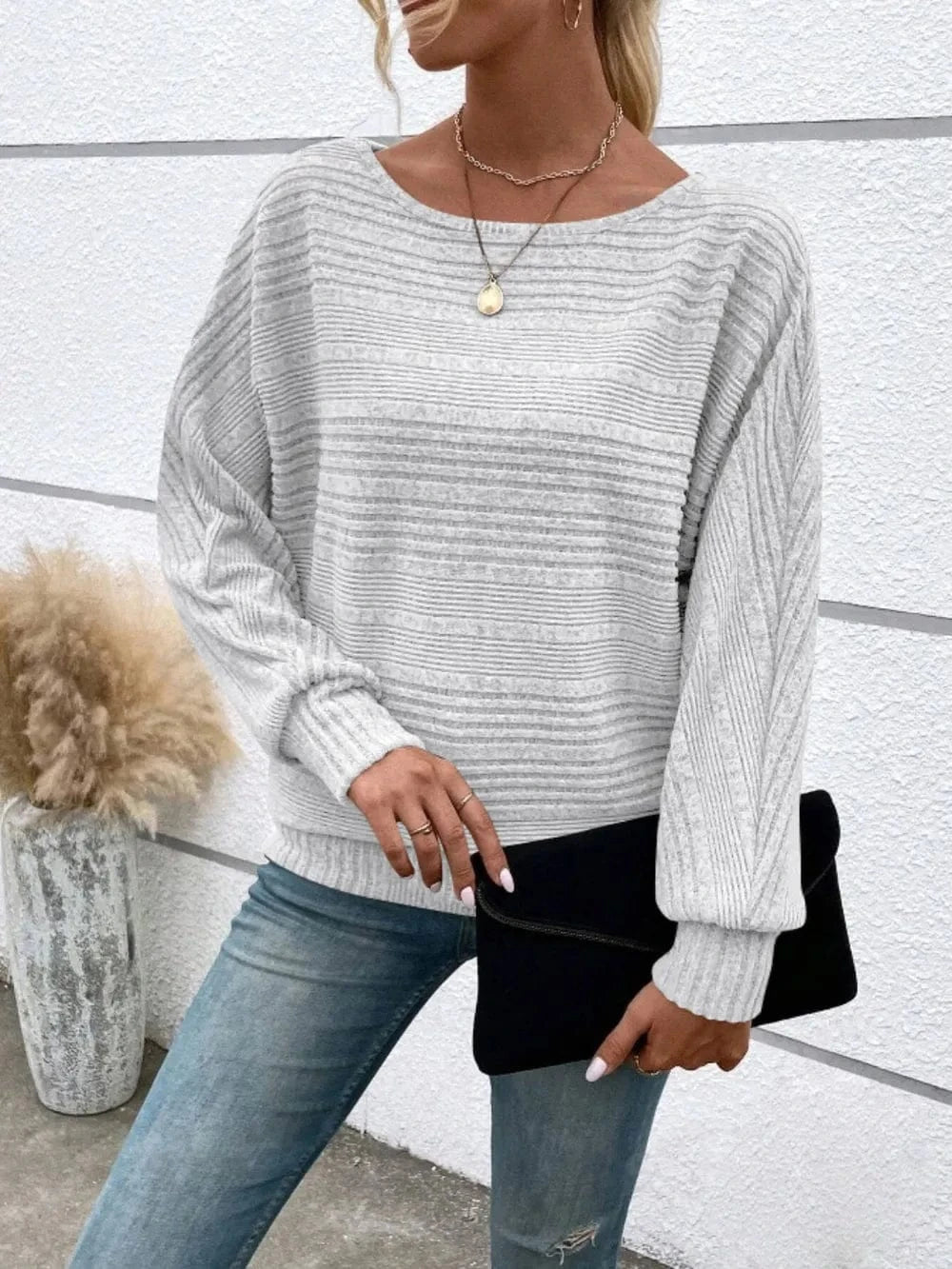 Full Size Round Neck Long Sleeve Top - Fashorio