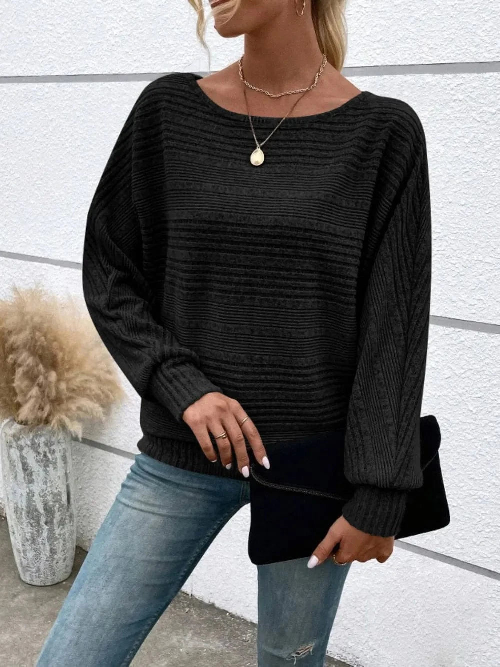Full Size Round Neck Long Sleeve Top - Fashorio