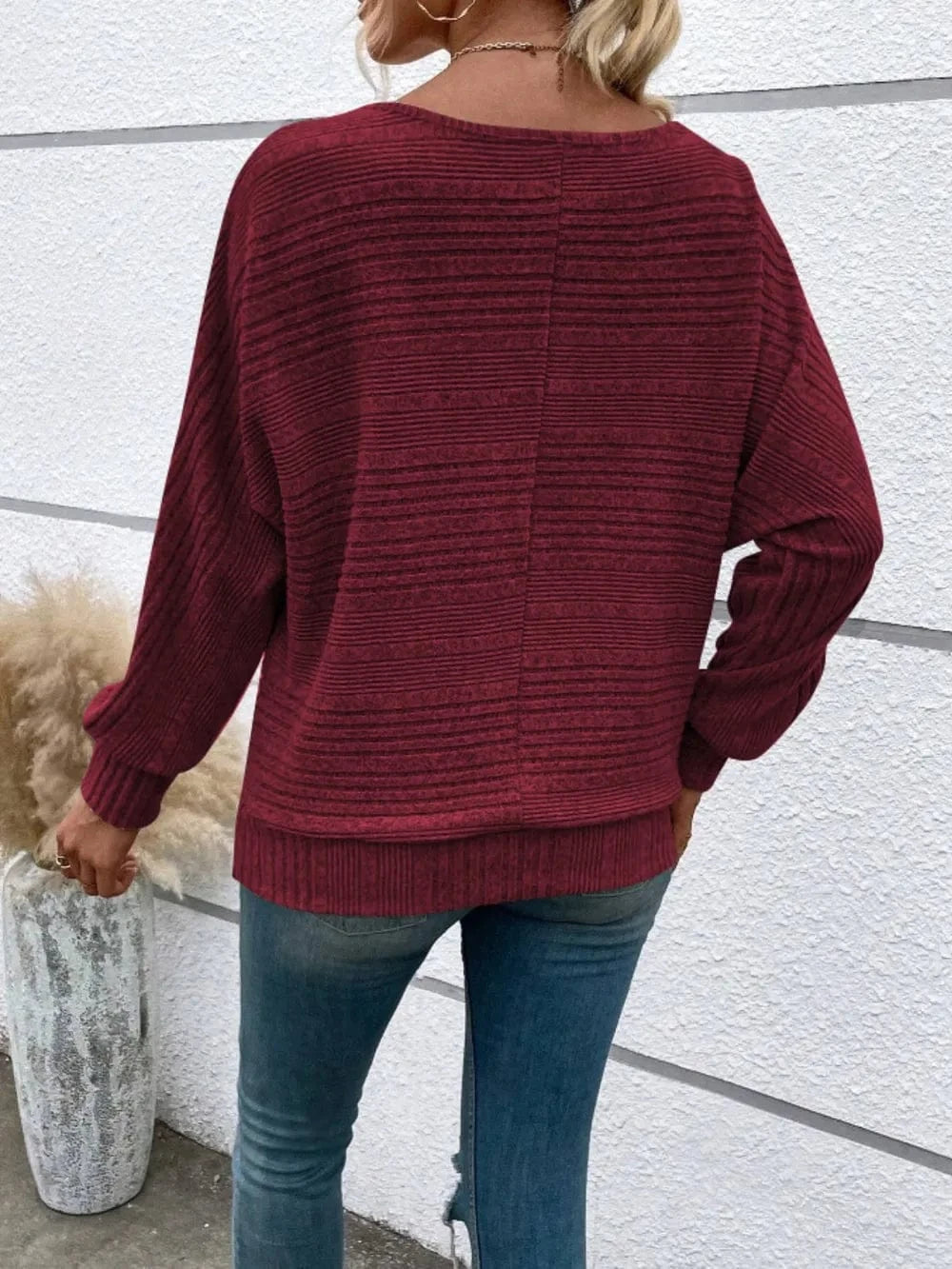 Full Size Round Neck Long Sleeve Top - Fashorio