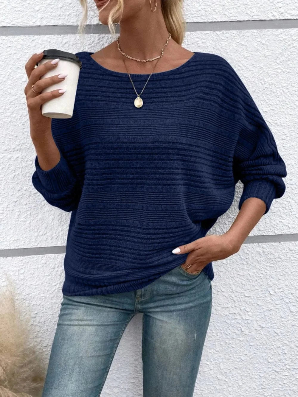 Full Size Round Neck Long Sleeve Top - Fashorio