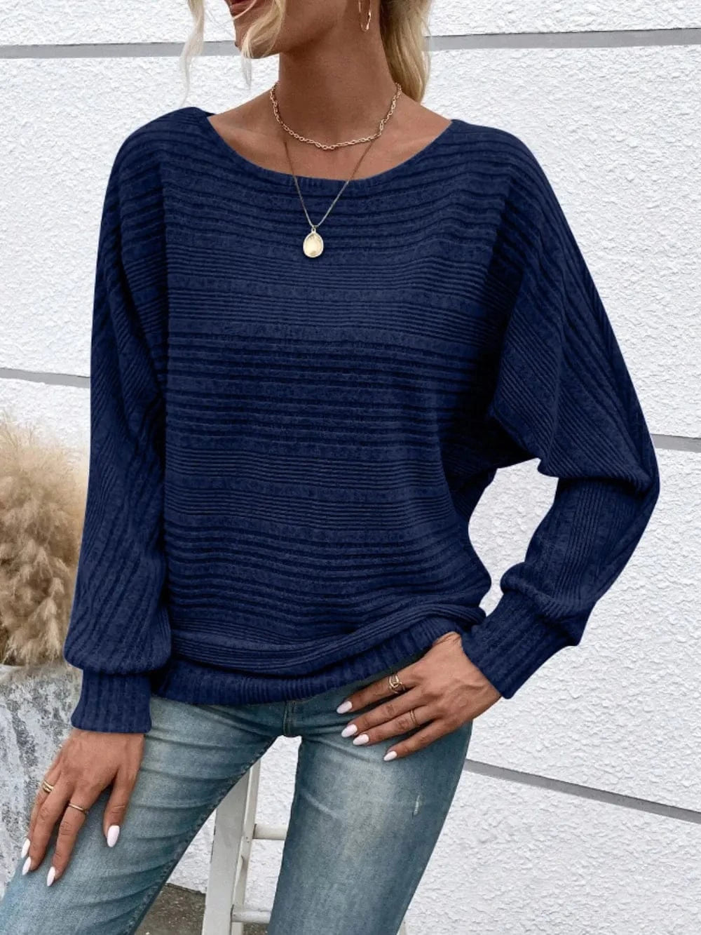 Full Size Round Neck Long Sleeve Top - Fashorio