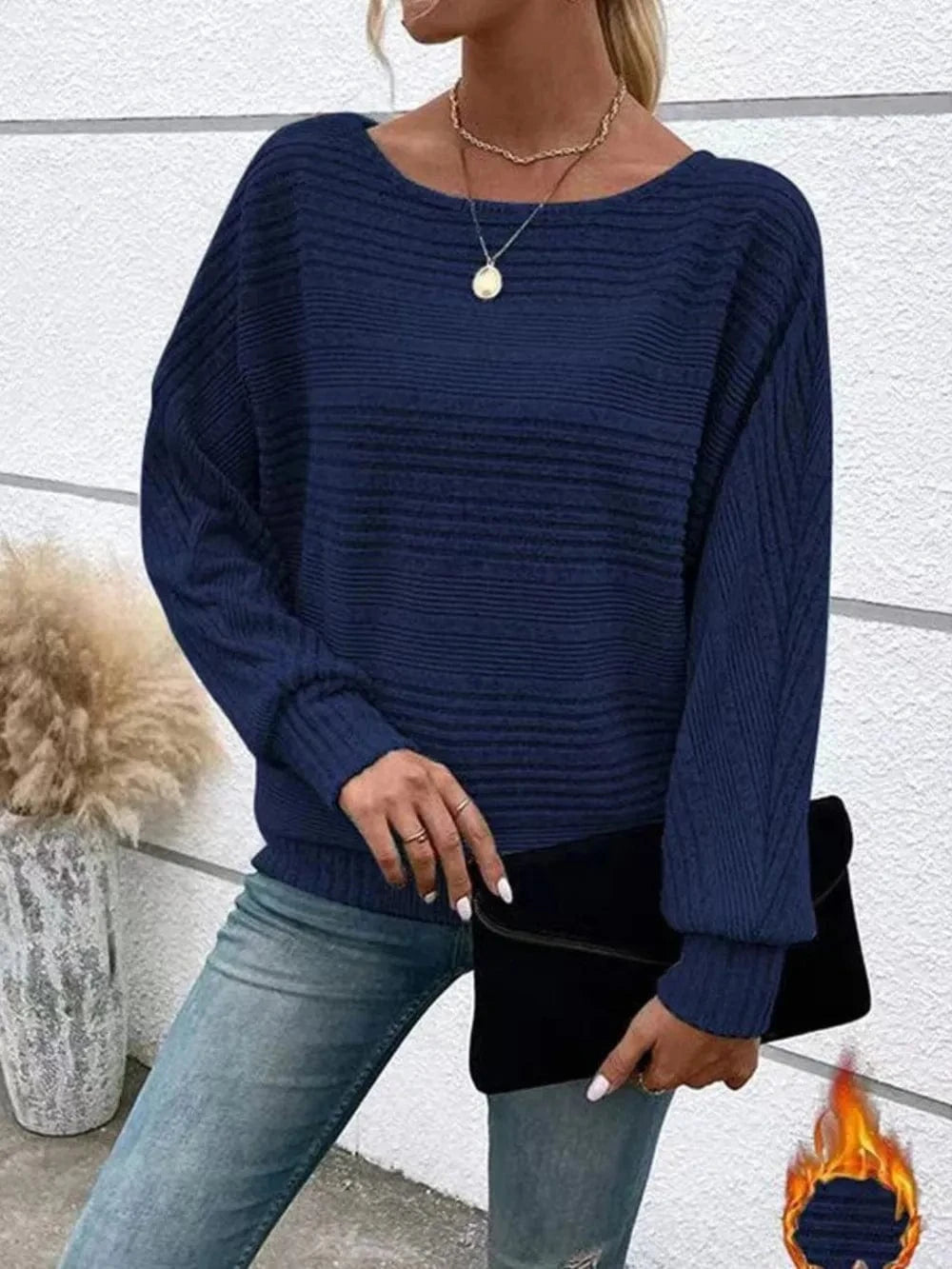 Full Size Round Neck Long Sleeve Top - Fashorio