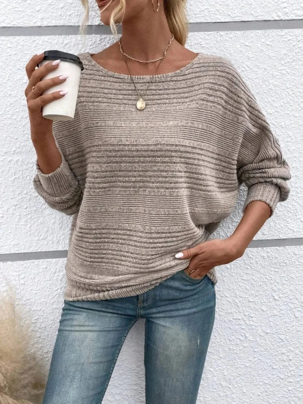 Full Size Round Neck Long Sleeve Top - Fashorio