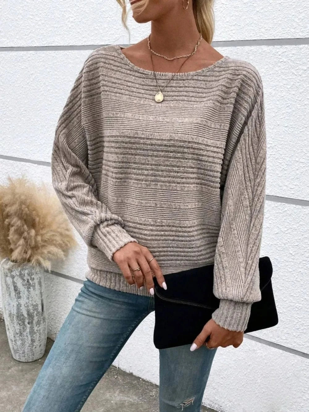 Full Size Round Neck Long Sleeve Top - Fashorio