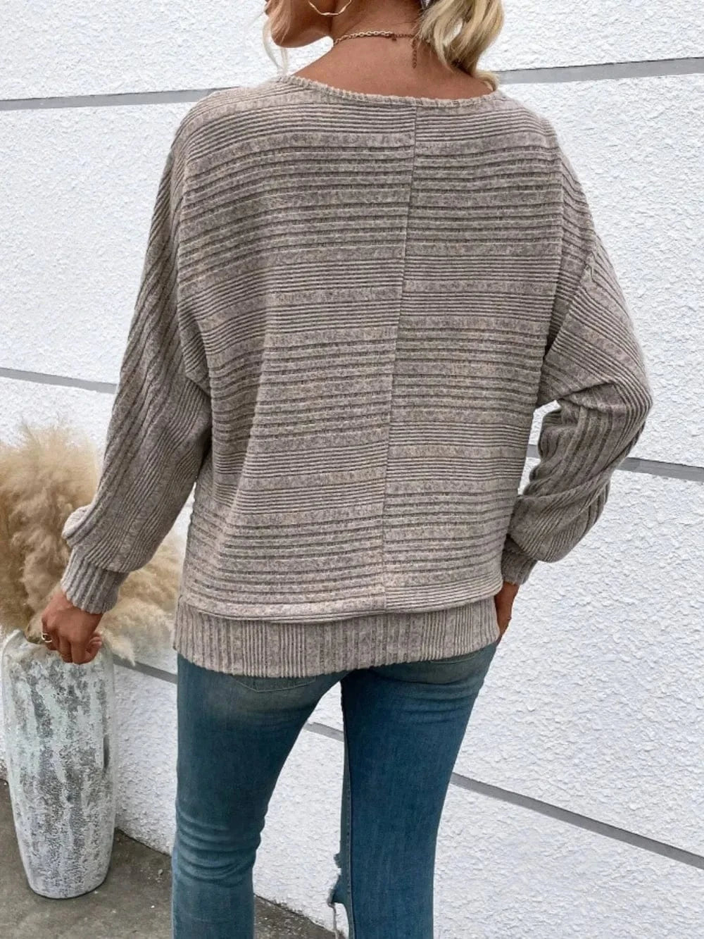 Full Size Round Neck Long Sleeve Top - Fashorio