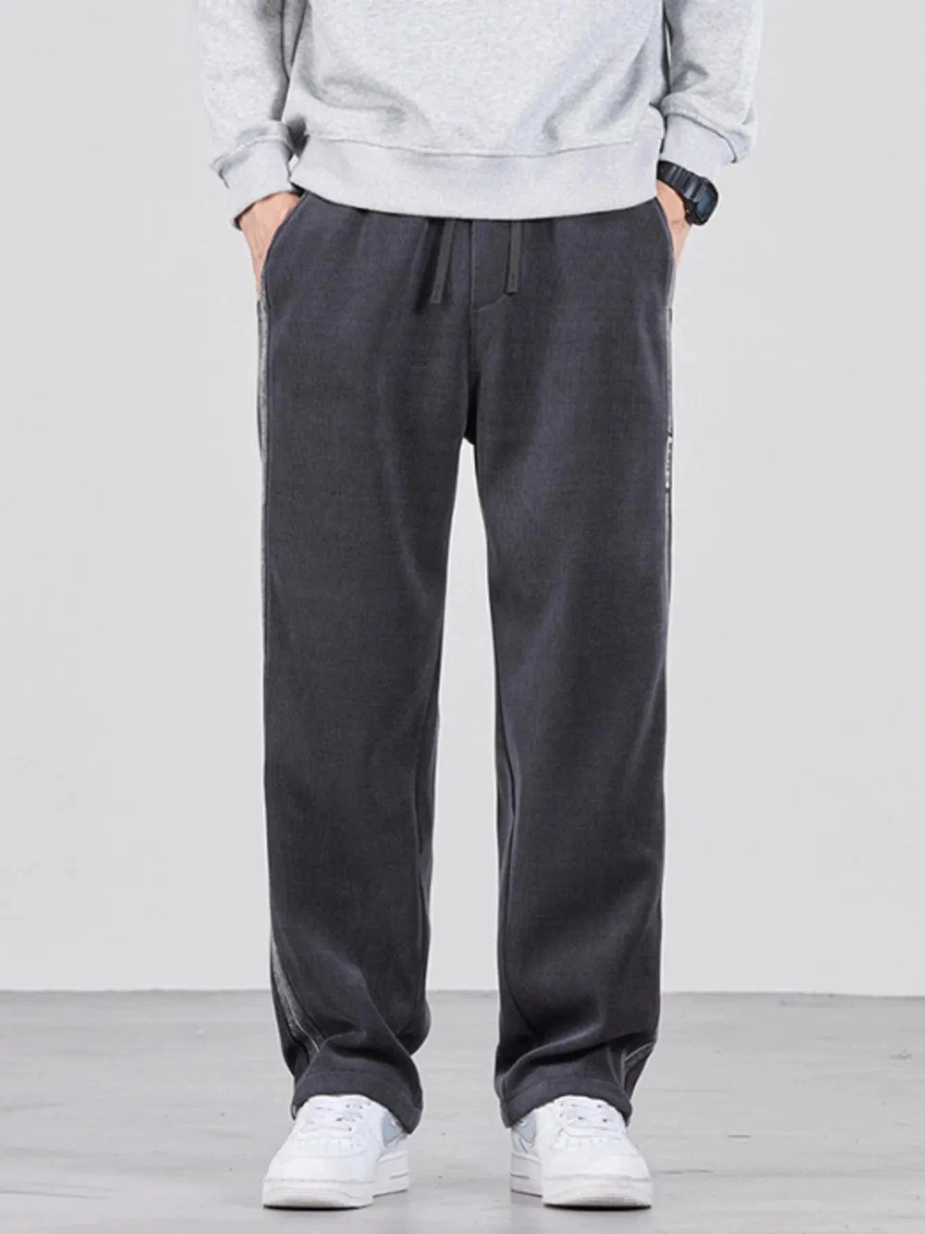Men's Plus Size Wide Leg Pants Grey - Fashorio