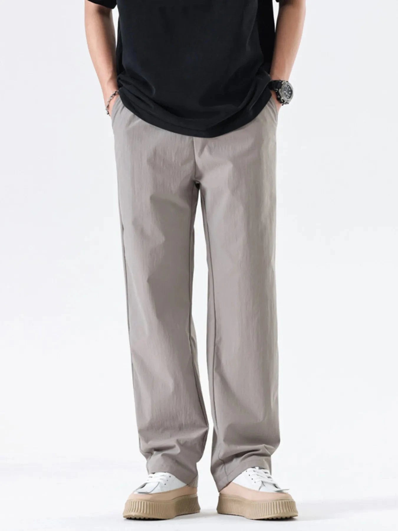 Men's Full Size Wide Leg Pants Plus Size Grey - Fashorio