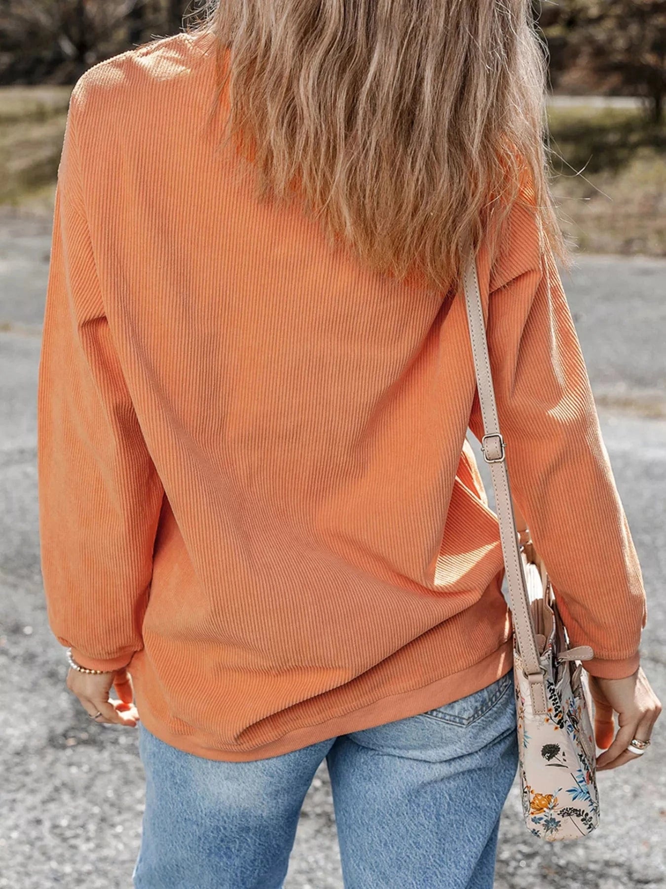 Halloween Ghost Sequin Patched Twisted Ribbed Texture Sweatshirt - Fashorio