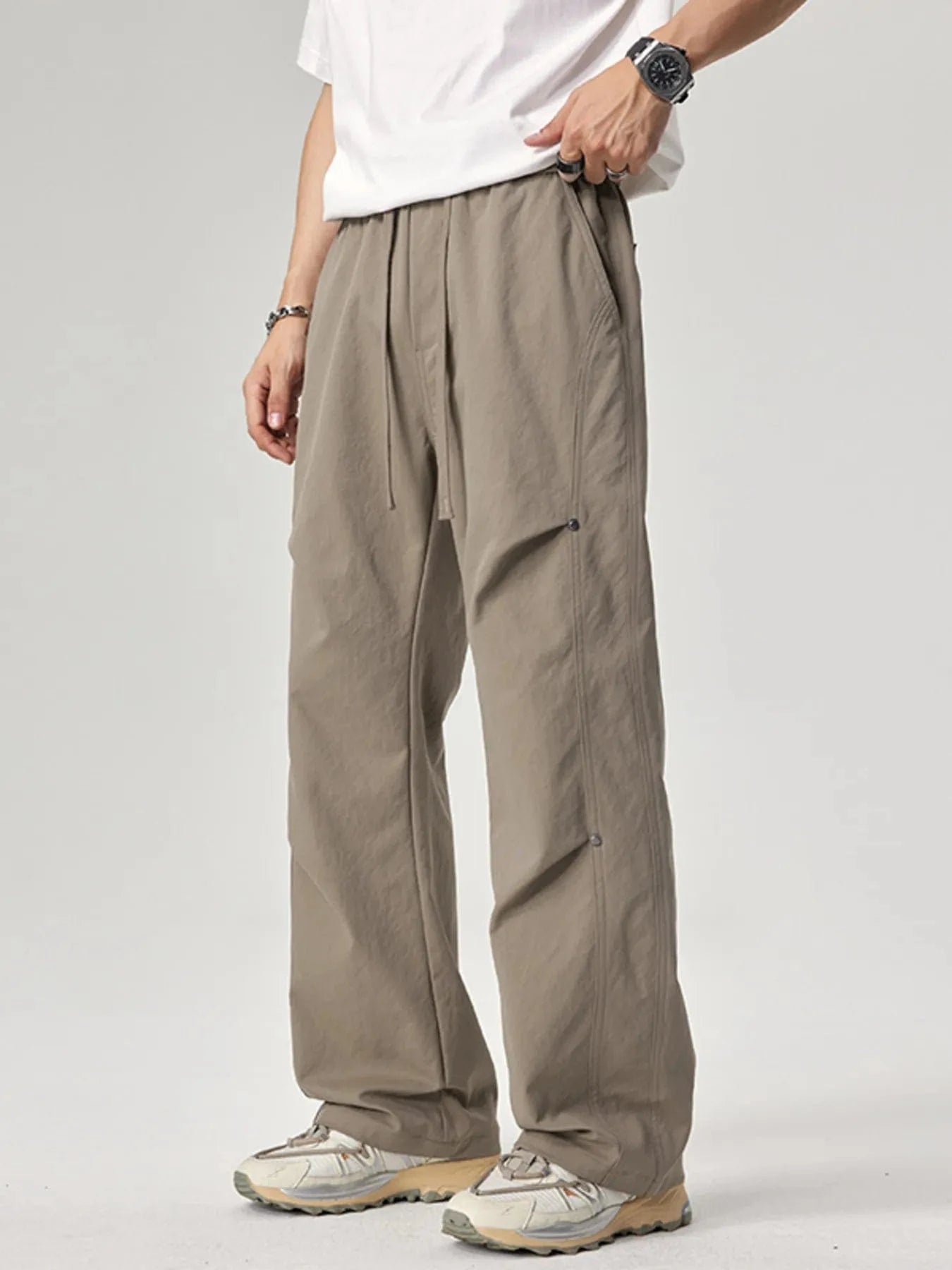 Men's Plus Size Wide Leg Pants Khaki - Fashorio