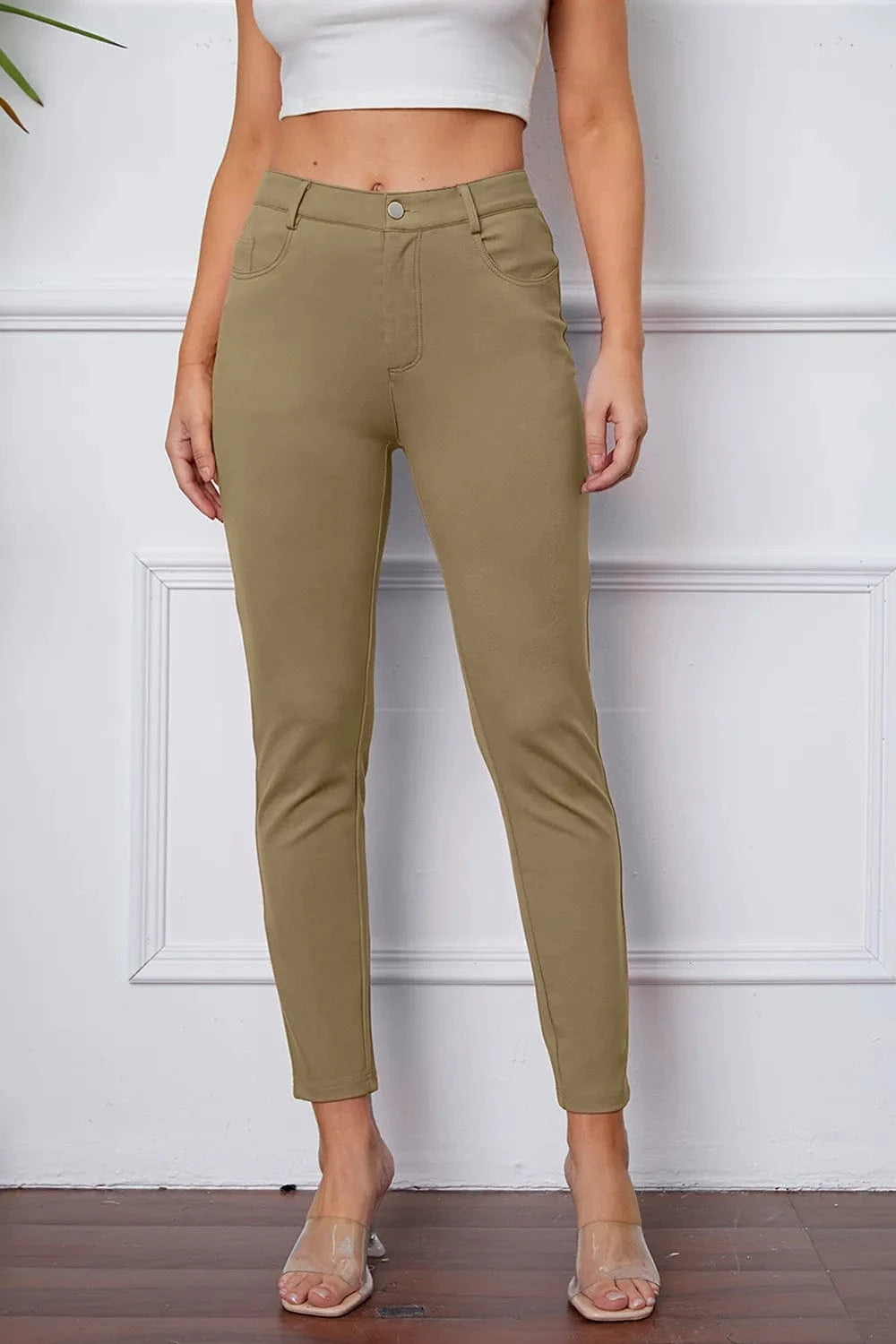StretchyStitch Pants by Basic Bae Khaki - Fashorio