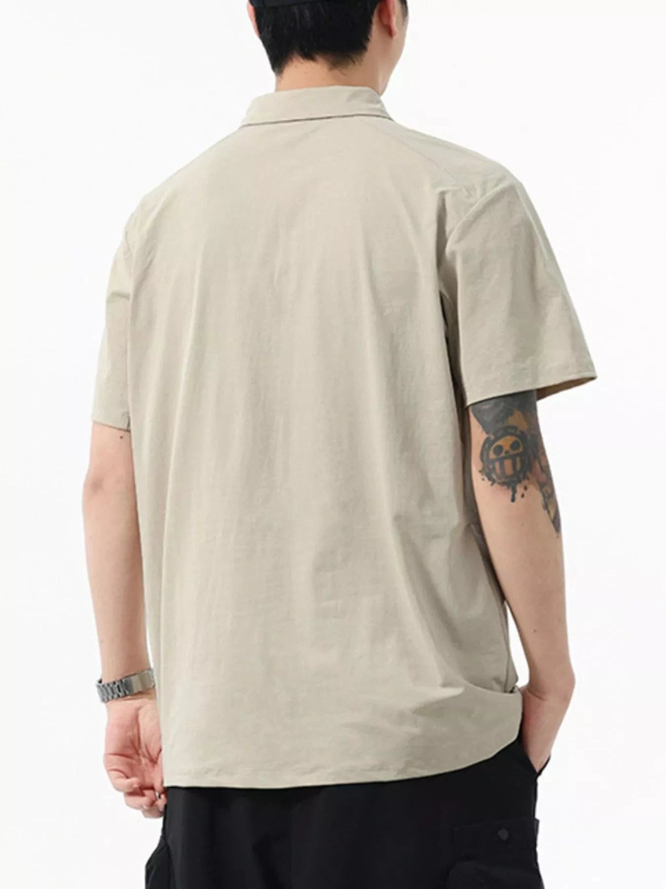 Men's Full Size Button Detail Short Sleeve Polo Plus Size - Fashorio