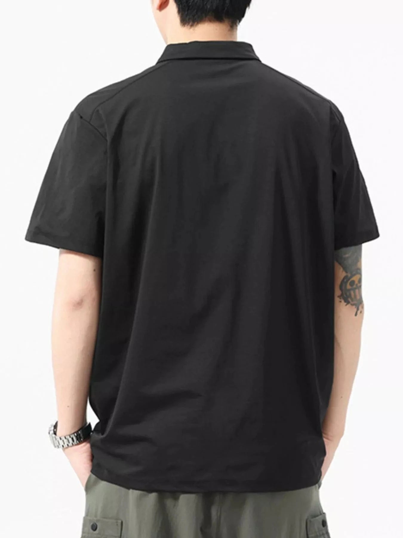 Men's Full Size Button Detail Short Sleeve Polo Plus Size - Fashorio