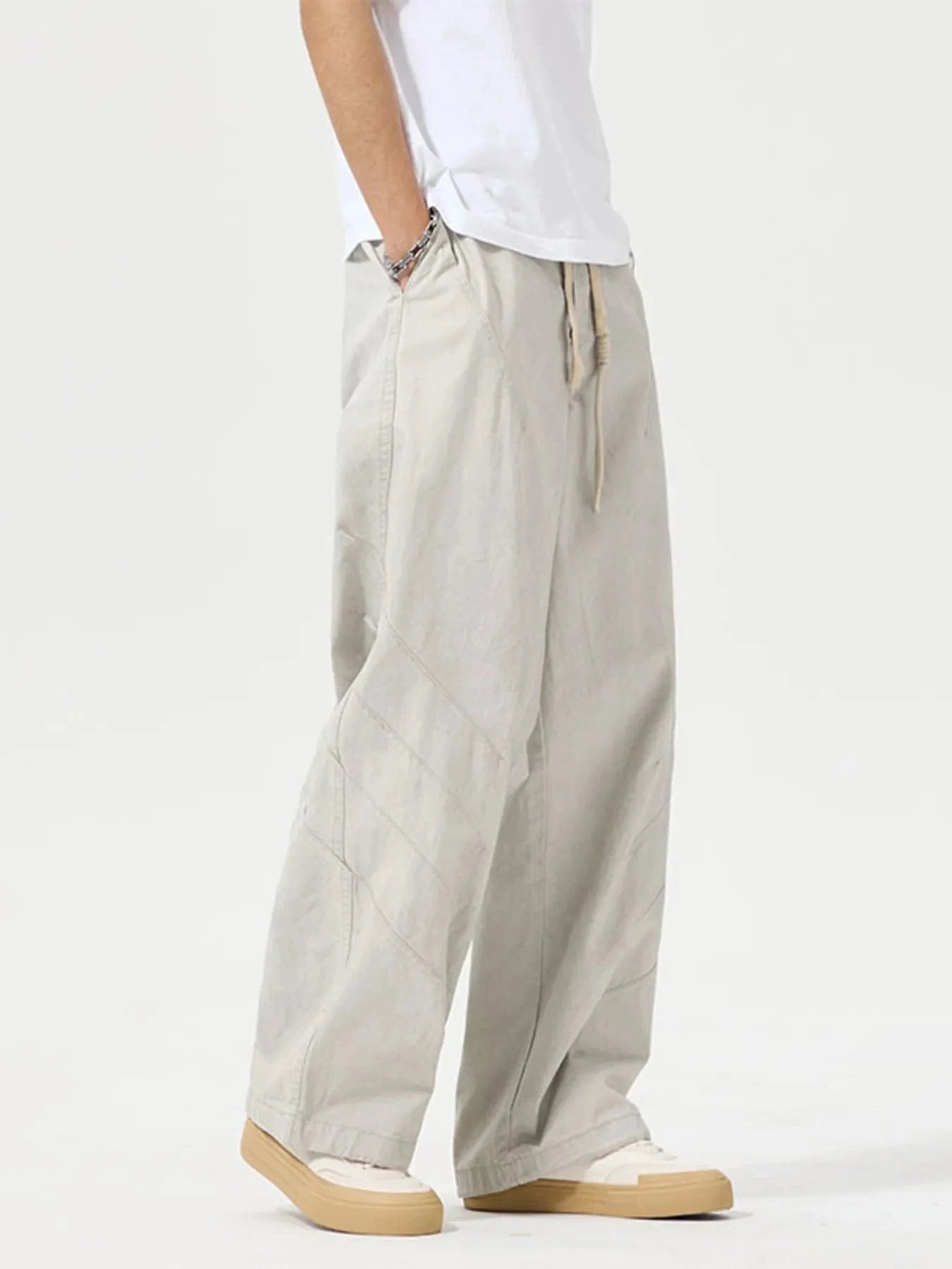 Men's Full Size Wide Leg Drawstring Pants Plus Size - Fashorio