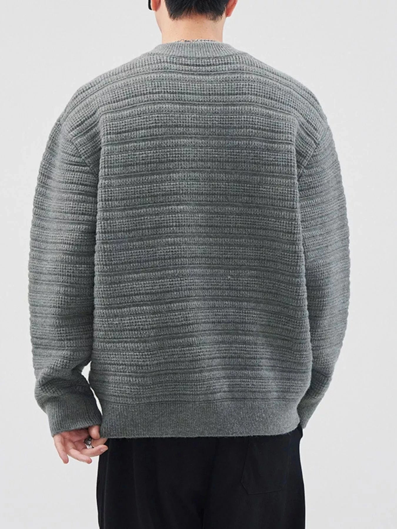 Men's Plus Size Button Detail Long Sleeve Sweater - Fashorio