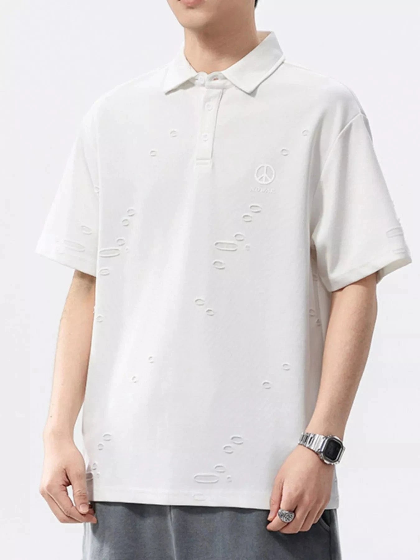 Men's Plus Size Button Detail Short Sleeve Polo - Fashorio
