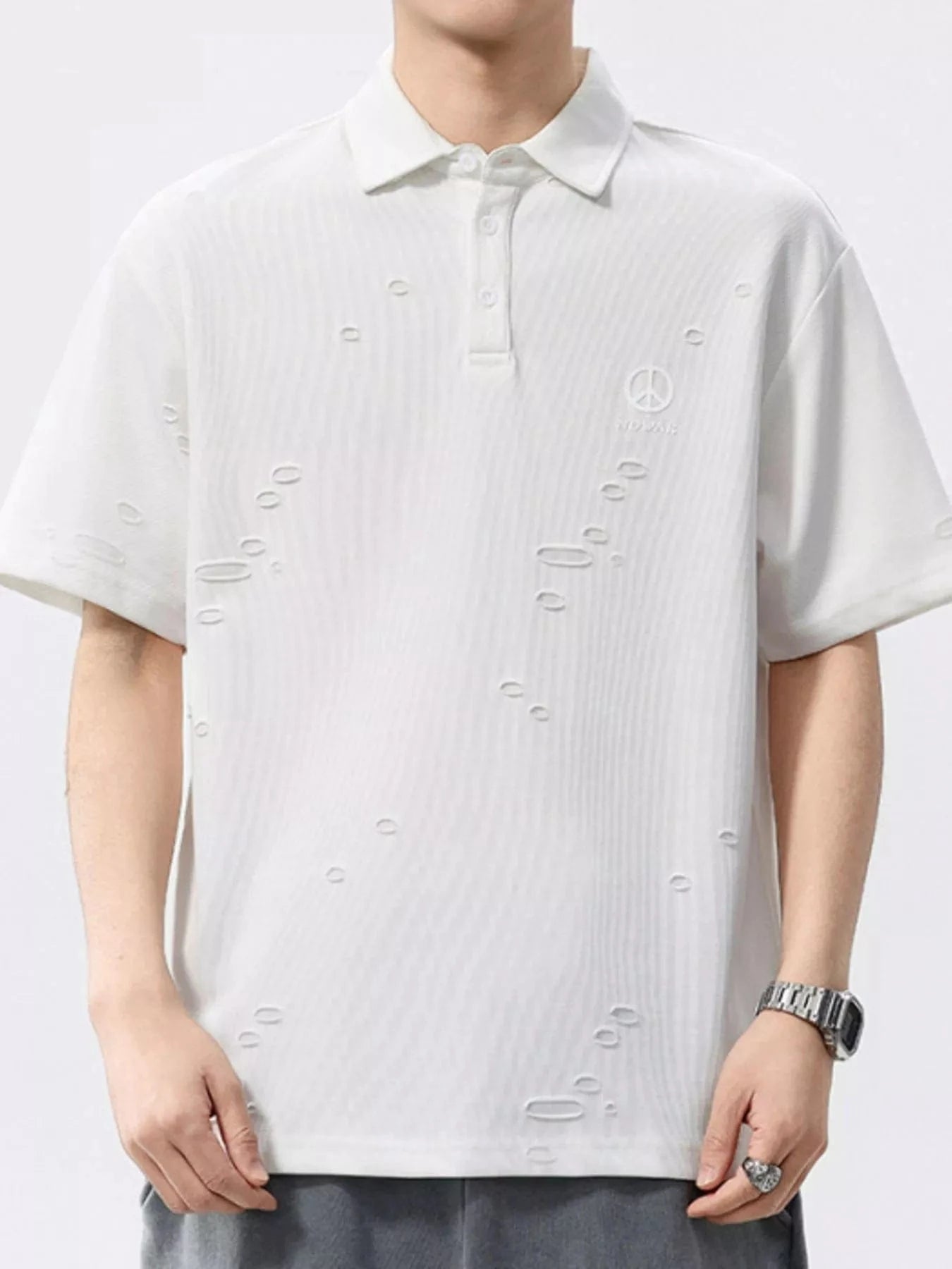 Men's Plus Size Button Detail Short Sleeve Polo - Fashorio