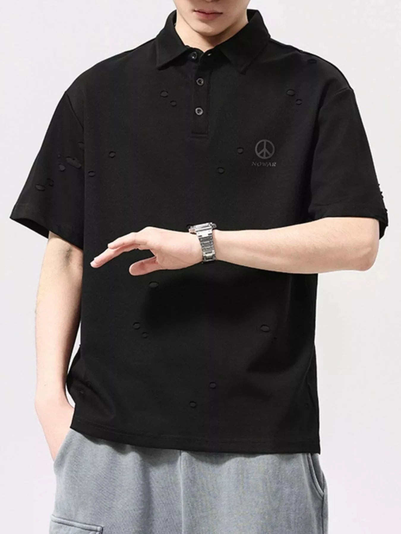 Men's Plus Size Button Detail Short Sleeve Polo - Fashorio