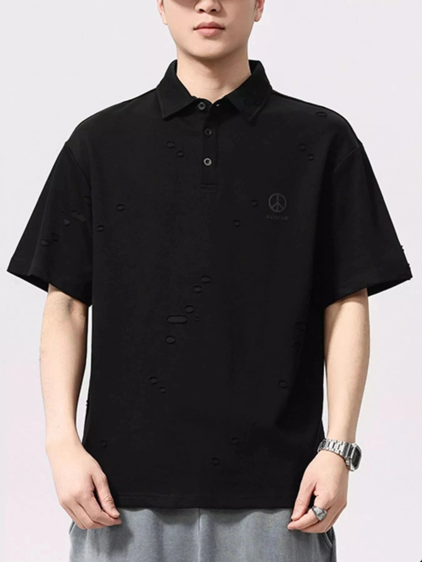 Men's Plus Size Button Detail Short Sleeve Polo - Fashorio