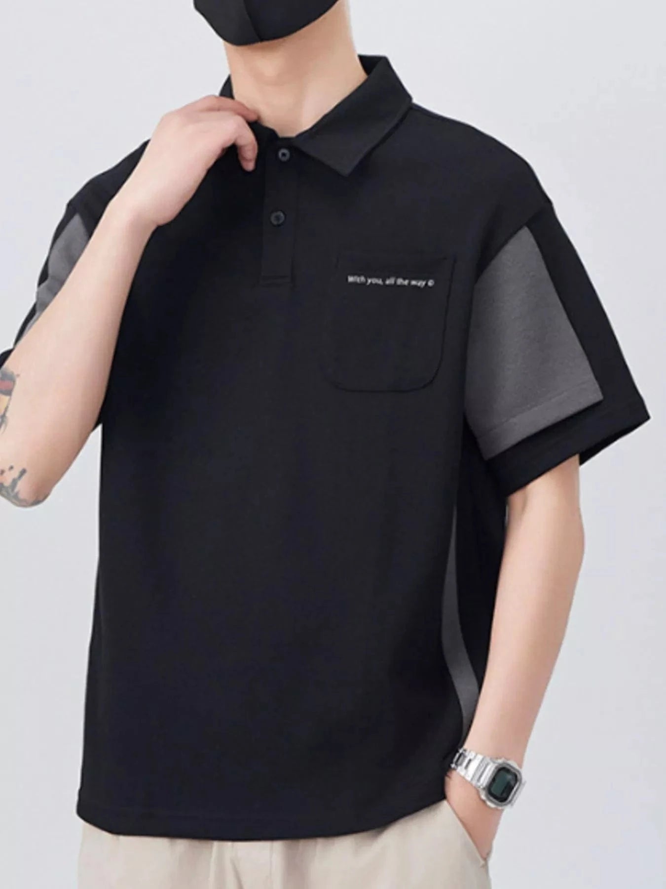 Men's Plus Size Button Detail Short Sleeve Polo - Fashorio