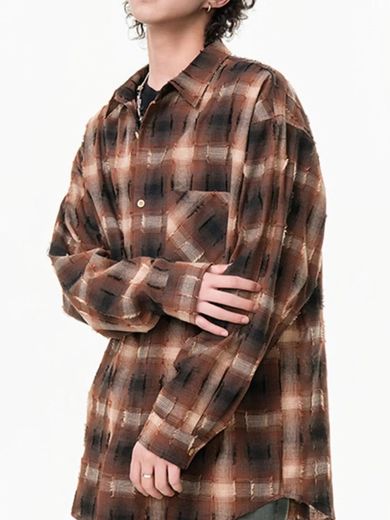 Men's Plus Size Plaid Button Up Long Sleeve Shirt - Fashorio