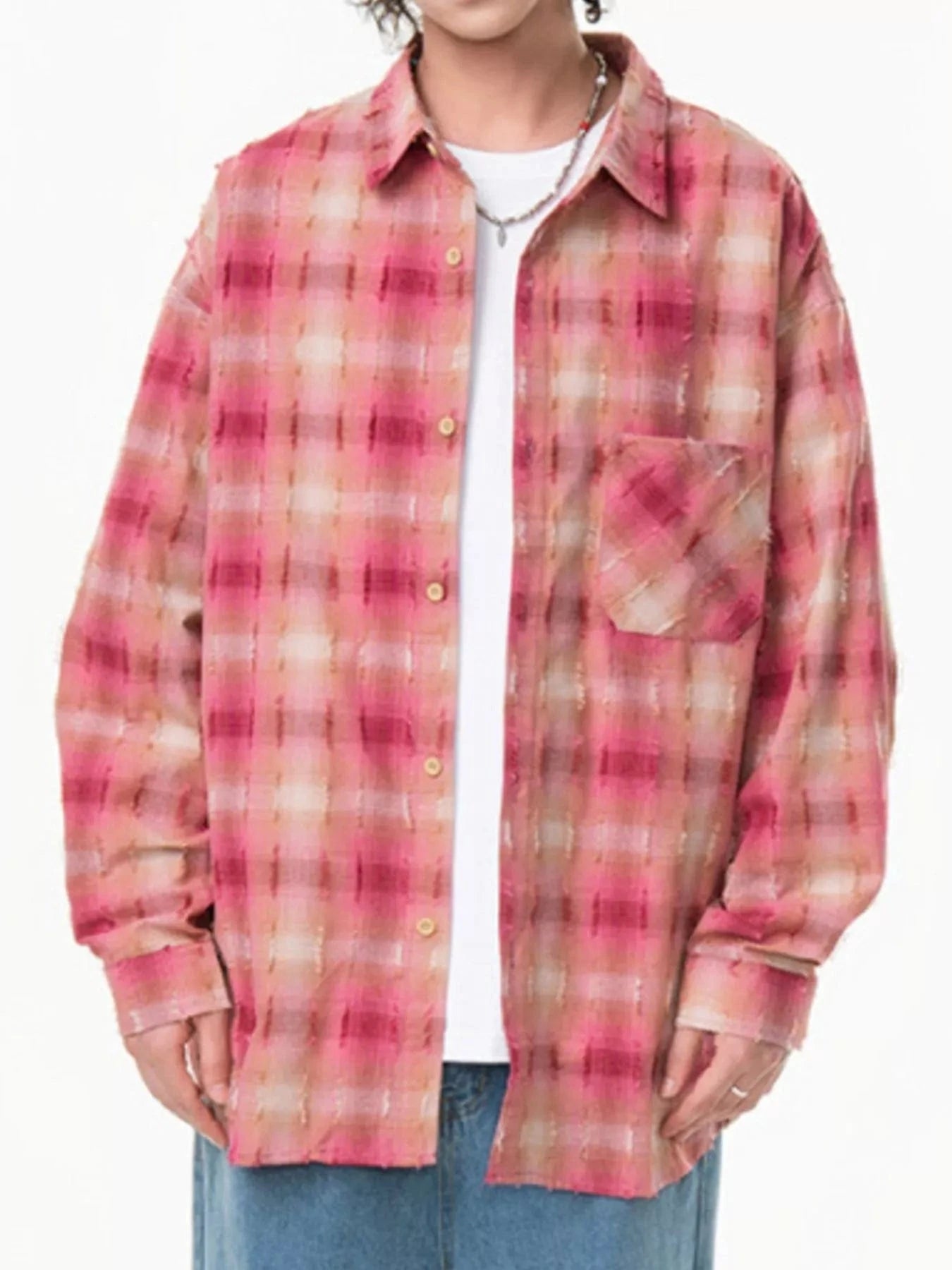 Men's Plus Size Plaid Button Up Long Sleeve Shirt - Fashorio