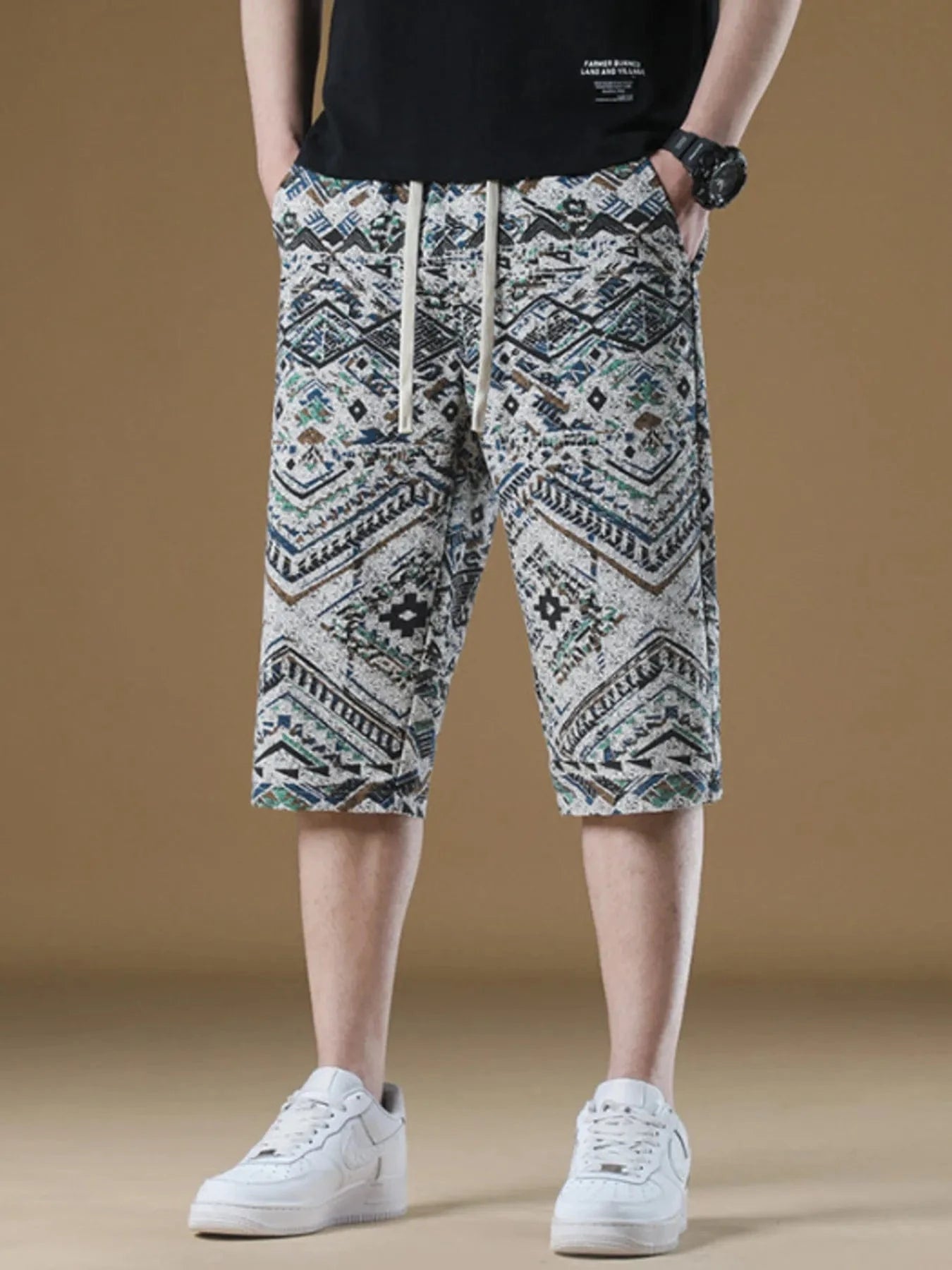 Men's Plus Size Printed Loose Fit Shorts - Fashorio