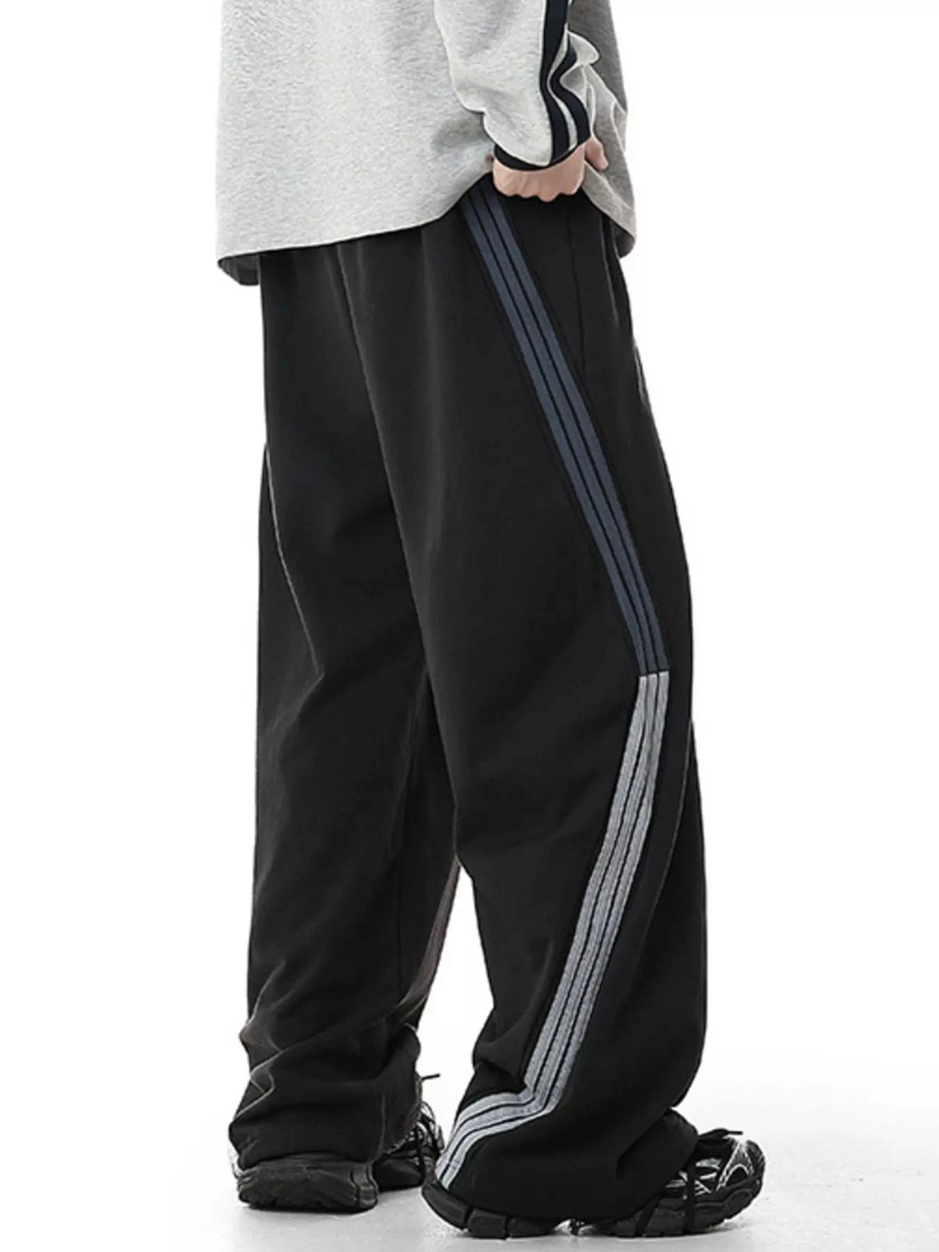 Men's Plus Size Side Striped Relaxed Fit Casual Pants - Fashorio
