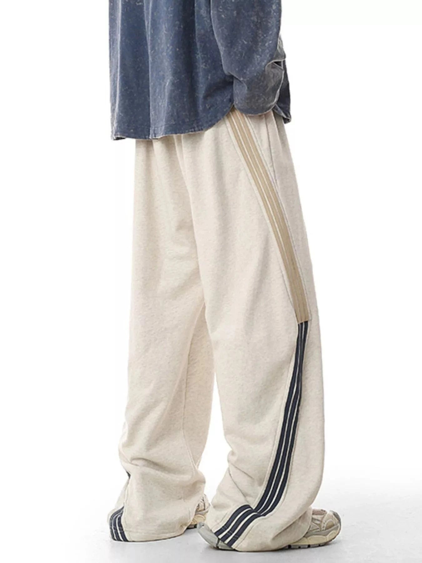 Men's Plus Size Side Striped Relaxed Fit Casual Pants - Fashorio
