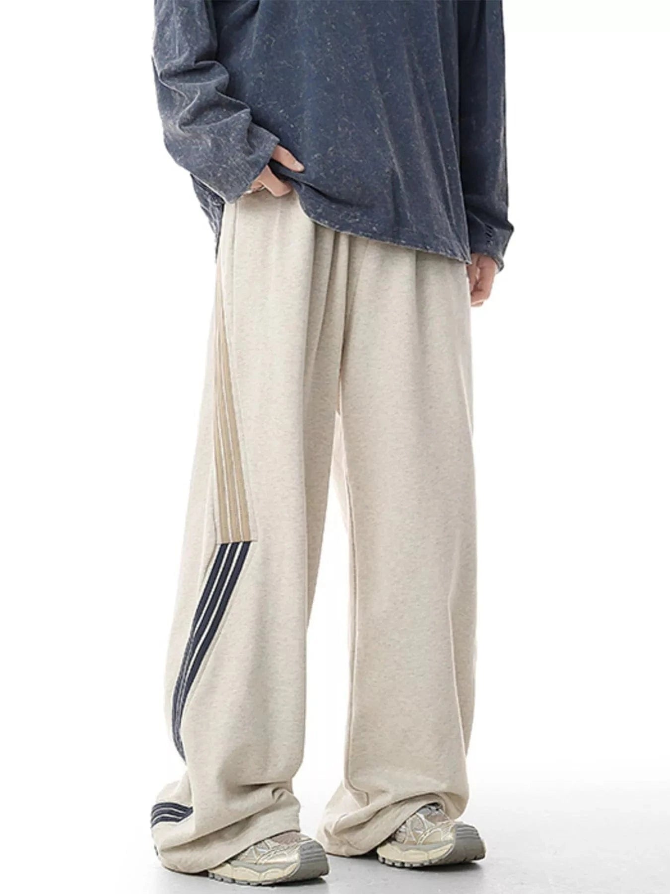 Men's Plus Size Side Striped Relaxed Fit Casual Pants - Fashorio