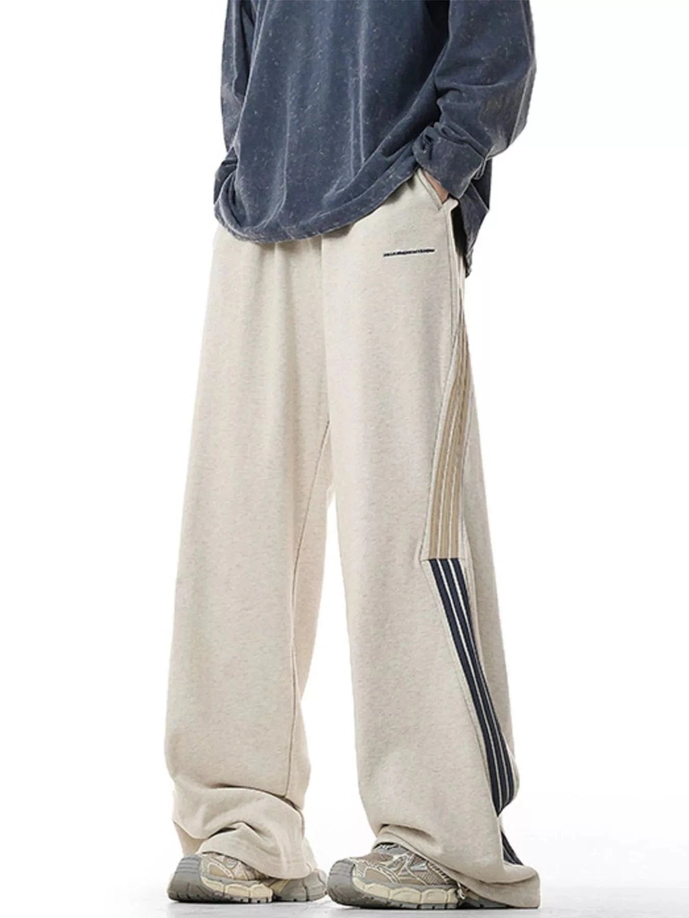 Men's Plus Size Side Striped Relaxed Fit Casual Pants - Fashorio