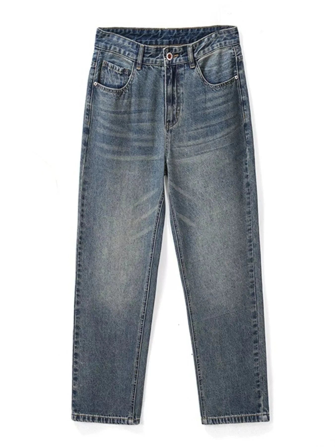 Men’s Relaxed Fit Vintage Wash Jeans – Classic Casual Denim - Fashorio