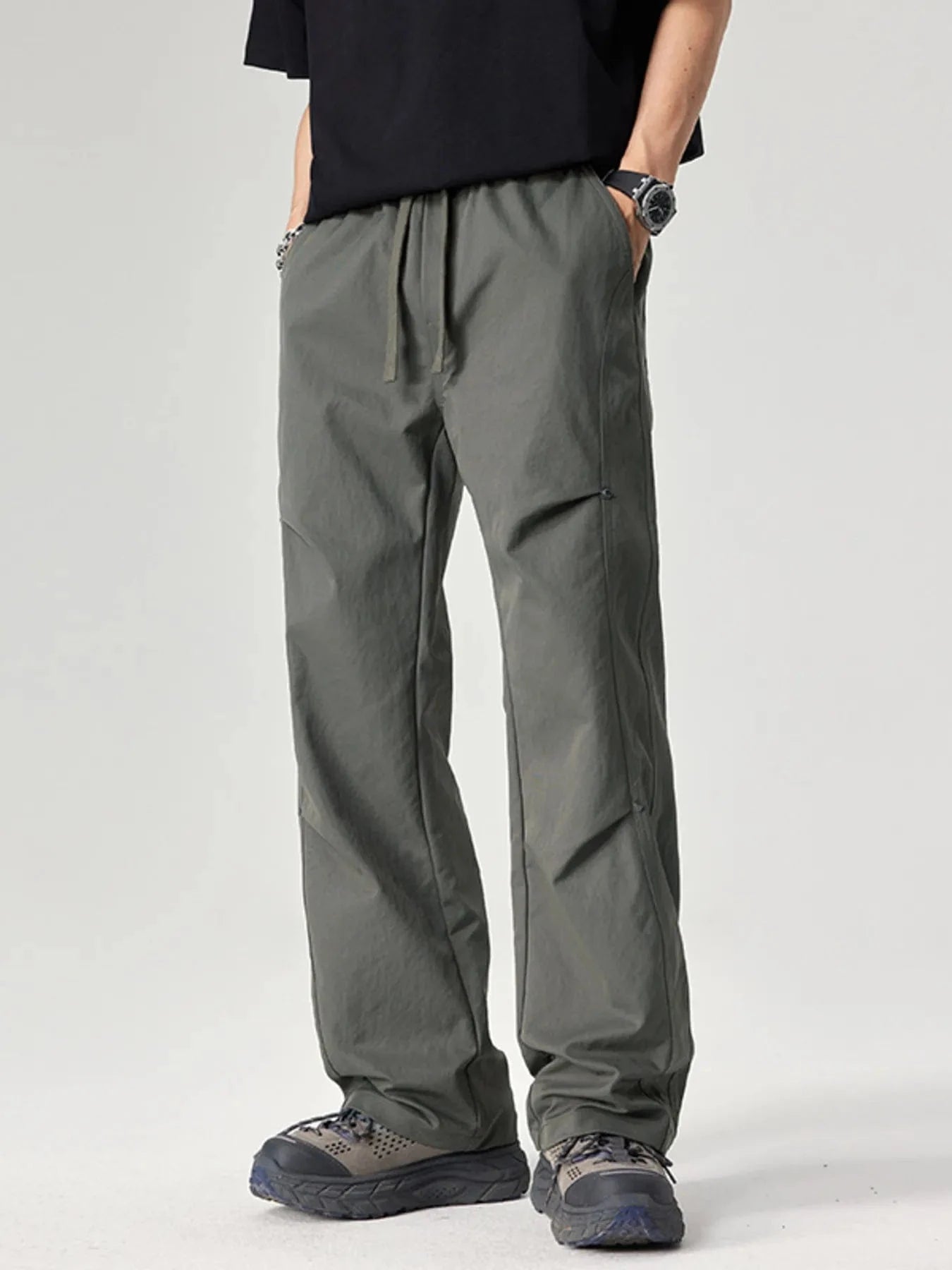 Men's Plus Size Wide Leg Pants Military Green - Fashorio