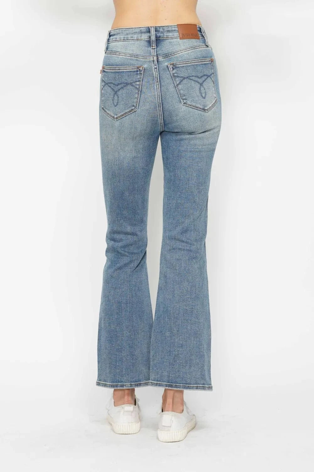 Plus Size Bootcut Jeans with Tummy Control & Embroidered Pockets - Fashorio