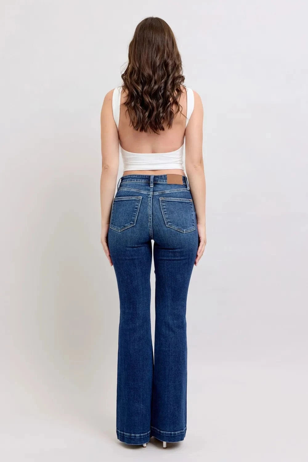 Plus Size High Rise Flare Jeans – Retro Stretch Denim - Fashorio