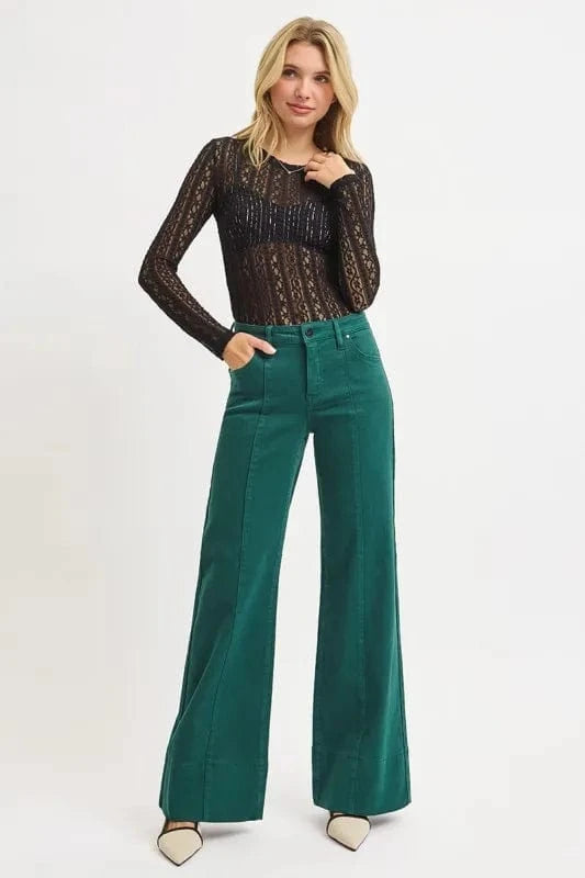 Plus Size Tummy Control Wide Leg Jeans – Mid Rise Stretch Denim - Fashorio
